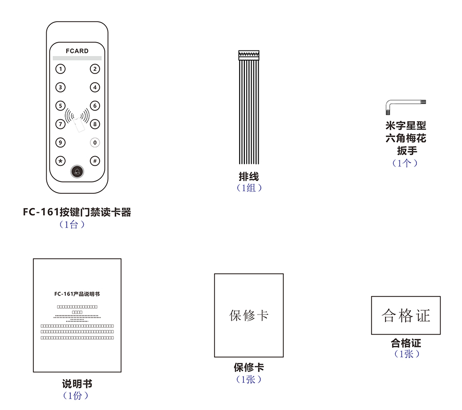按鍵門禁讀卡器的配件 按鍵門禁讀卡器的配件
