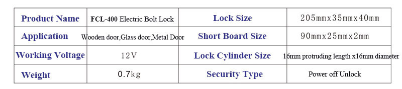Electric Bolt Lock Product Size Electric Bolt Lock Product Size