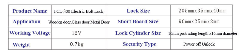 Electric Bolt Lock Product Size Electric Bolt Lock Product Size